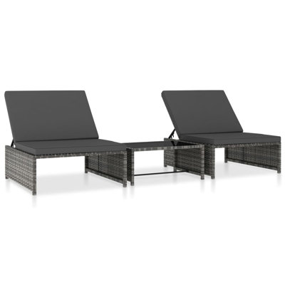 Patio Lounge Chair Collapsible Sunlounger Outdoor Sunbed Poly Rattan
