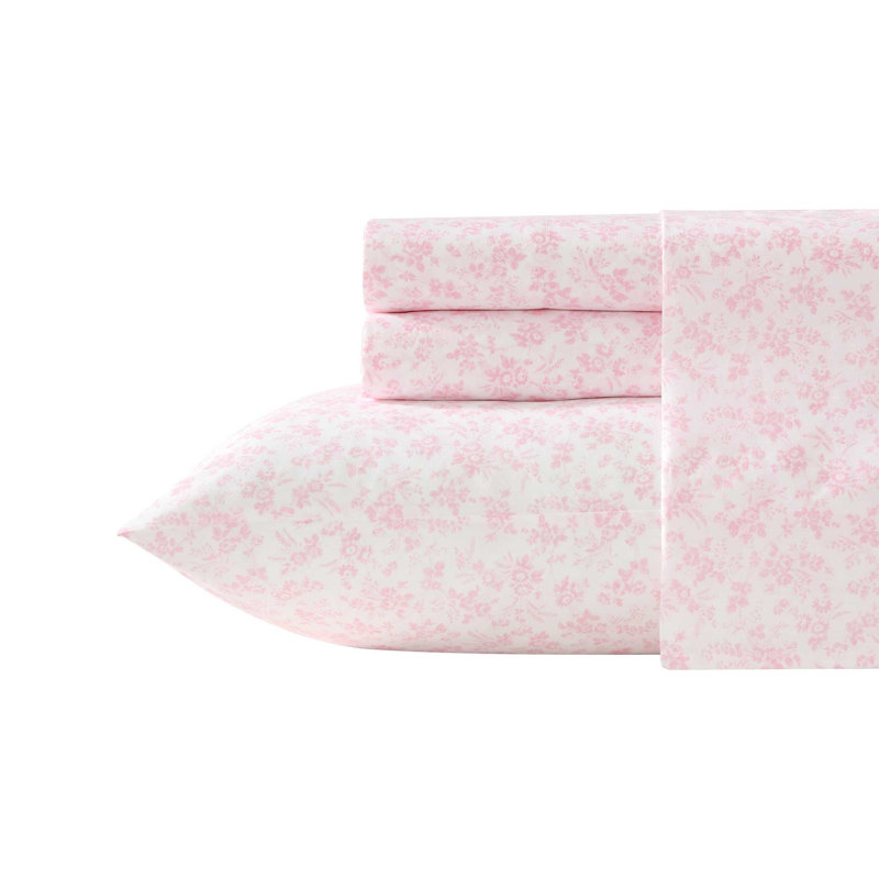 Ensemble de draps en percale de coton Percale Novelty Laura Ashley, Ensemble de draps pour grand lit avec deux taies d