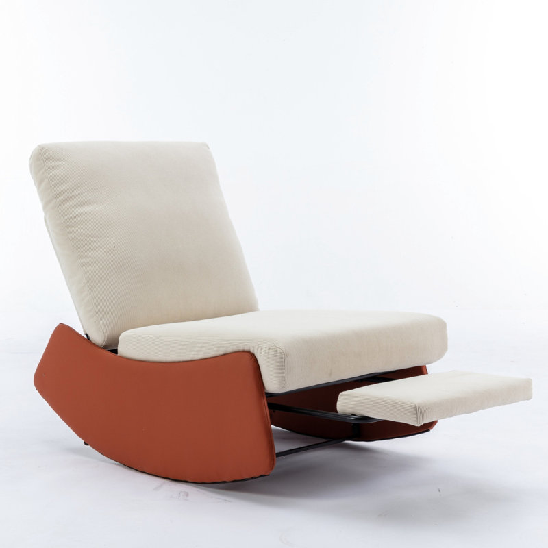 Chaise berçante confortable avec repose-pieds - Moderne et relaxant, grand coussin à bascule décoratif orange pour plus de confort