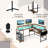 L-Shaped Gaming Desk w/ LED Lights & Power Outlets Monitor Stand Fabric Bag-524928284
