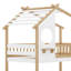 Lit superposé simple au-dessus d'un lit simple en bois avec toit et fenêtre-101637487