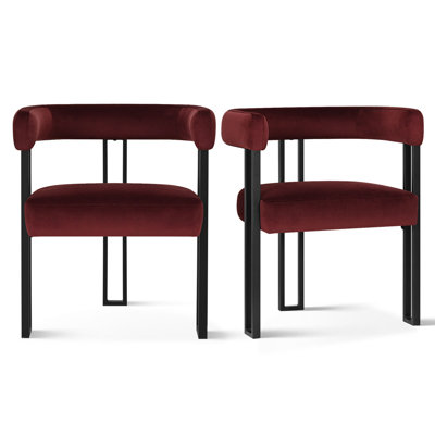 18" Seat Height Upholstered Velvet Kitchen Dining Armchair