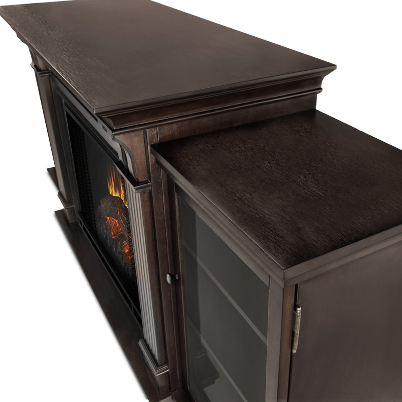 Calie 67'' TV Stand with Fireplace, Dark Walnut