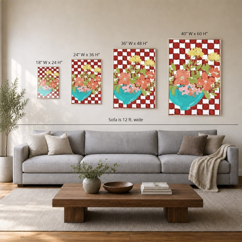 «Checkerboard Floral» par Lucille Price - Impression sur toile