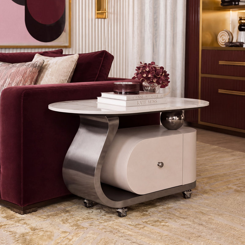 Table basse ovale de 39,4 pouces pour salon, Gray