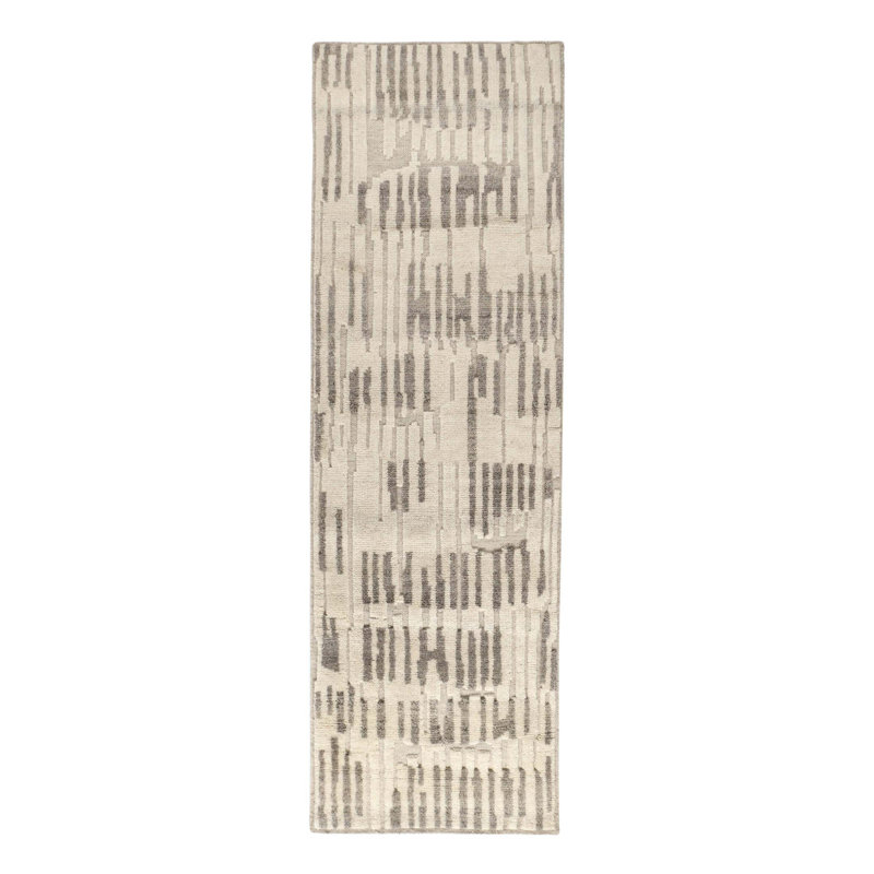 Hicks Natural Hand Knotted Wool Rug, Runner 2'6" x 8'