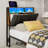Ivy Bronx Hidden Storage Headboard With Charging Station, Ergonomic Upholstered Faux Leather Headboard Only With Led Lights, 2 Outlets & 2 Usb Ports, Attach Frame, Easy Assembly, Black-233717759
