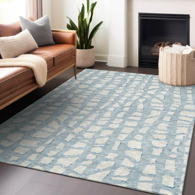 Premium Machine Washable Prisco Sky Rug, Rectangle 8' x 10'
