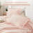 3 Piece Pink Ruffled Comforter Set, Soft Microfiber All Season Bedding, Vintage French Country Style-125902253-125902250