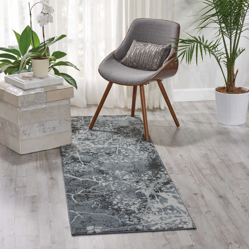 Tapis gris Modern Modern, Tapis de couloir 2 pi 2 po x 7 pi 6 po
