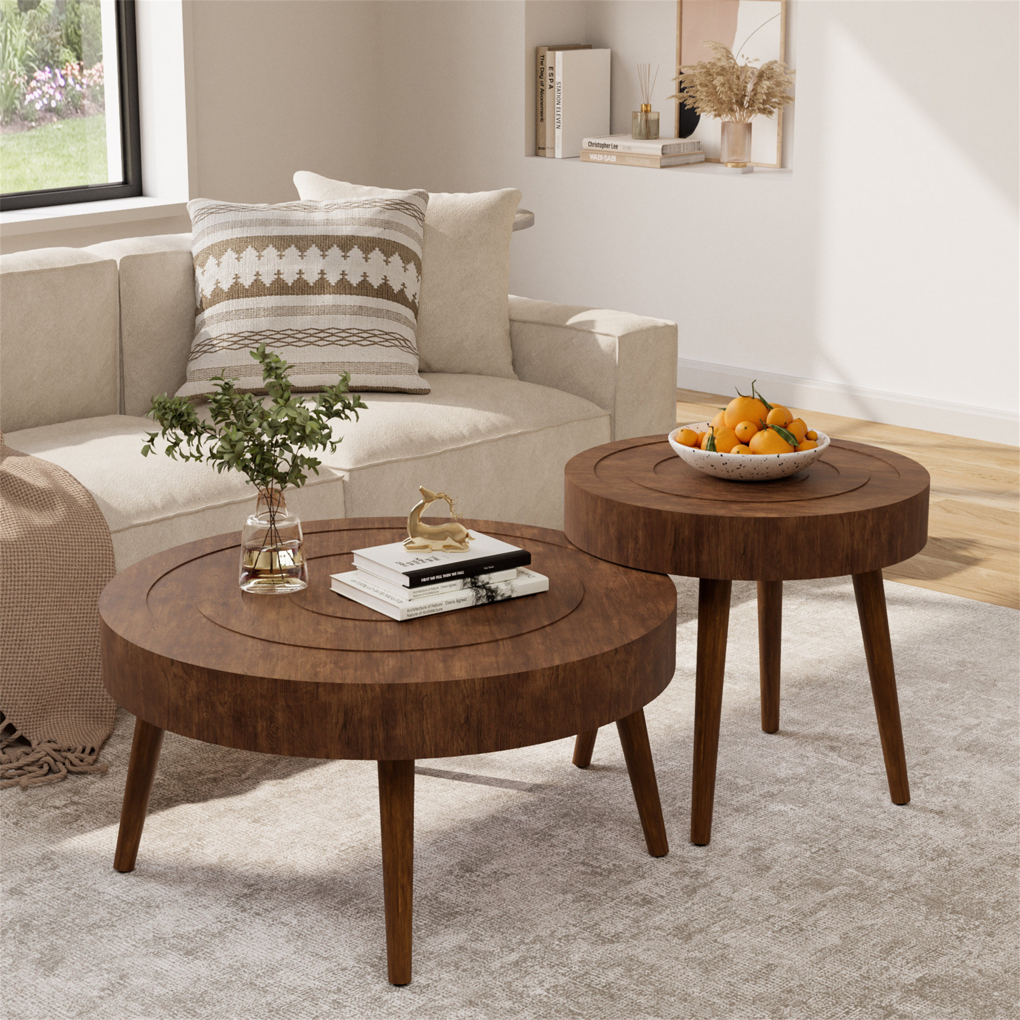 Wade Logan® Bouthillier 2 Piece Coffee Table Set, Traditional MDF Round