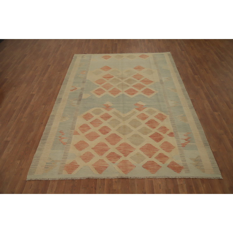 Tapis à motif géométrique tissé à plat 7 x 10