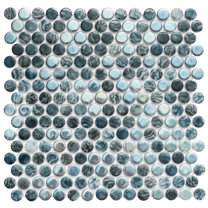 Eterna Penny 12" x 12" Recycled Penny Glass Mosaic, Iris Gris