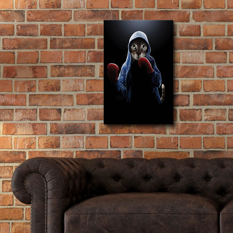 " Boxing Cool Cat " by Tummeow, 24" H x 16" W x 0.2" D