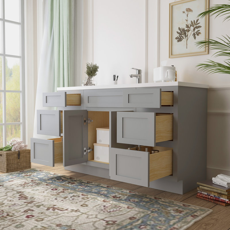 54'' Single Bathroom Vanity Base Only, Gray