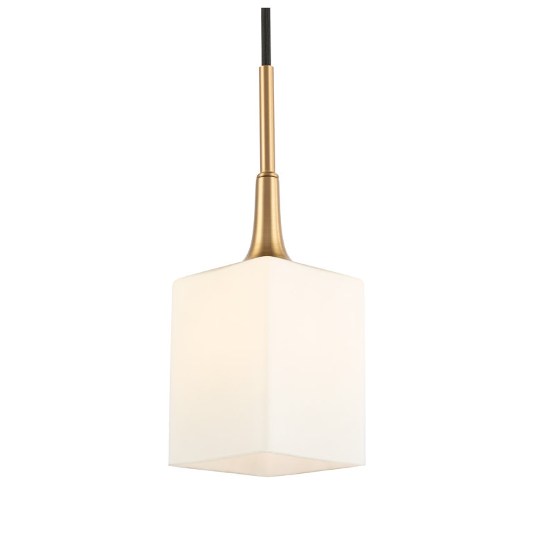 Luminaire suspendu cylindrique simple à 1 lumière Shults, Laiton, Halogène