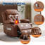 Fauteuil inclinable électrique surdimensionné avec fonction de levage et massage chauffant, en cuir PU marron
