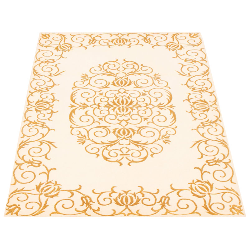 Tapis oriental ivoire en laine noué à la main 3 pi 9 po x 5 pi 9 po Fatoumatta