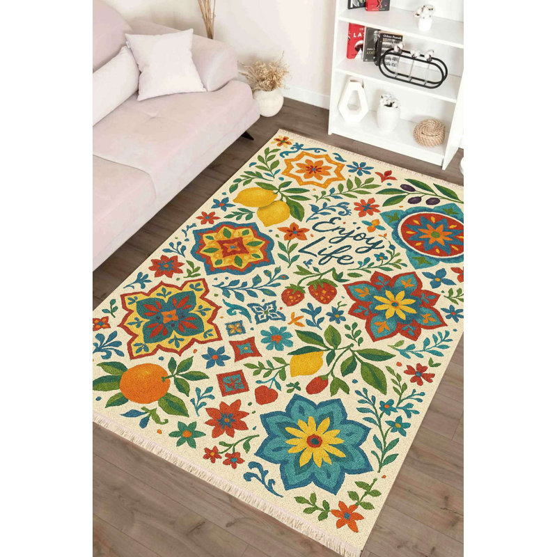 Mediterranean Tile 'Enjoy Life' Rug