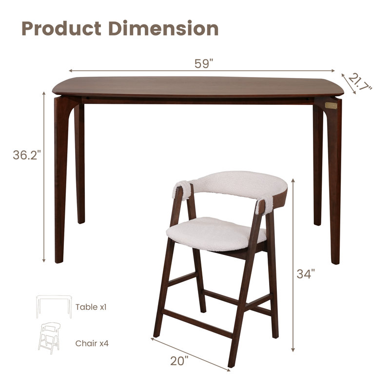 Ensemble 5 pièces table de bar et 4 chaises Lablanc