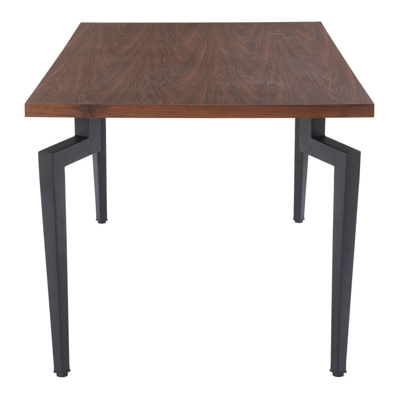 Kani Walnut and Black Steel Rectangular Dining Table
