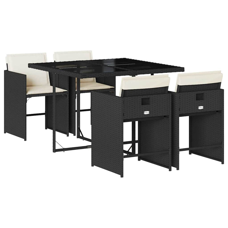 Patio Dining Set with, Cream White, Black