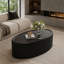 Table basse ovale de 46 pouces, table d'appoint moderne et multifonctionnelle noire pour salon, chambre à coucher, appartement, bureau à domicile, assemblage facile-131579295-131579298