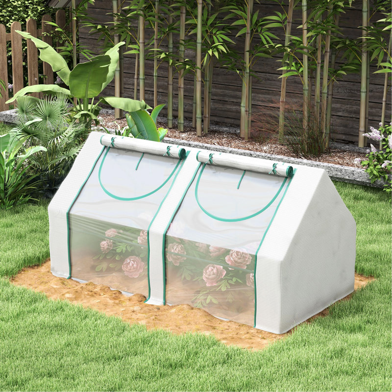 6' X 3' Greenhouse For Garden, Clear, Steel Frame, 2 Covers & Accessible Windows Clear Portable 3', Steel, Pe/Plastic Covers, Adjustable