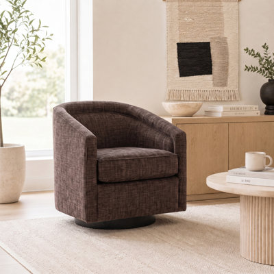 Caitlyn Barrel Swivel Chair - Dark Brown