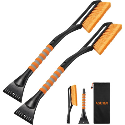 2 Pack 27" Snow Brush And Ice Scrapers For Car Windshield, Detachable Snow Scrapers With Ergonomic Foam Grip For Cars, Trucks, Suvs (Heavy Duty ABS, PVC Brush)