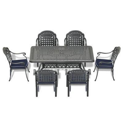 Shawntaya 6 - Person Patio Dining Set with Rectangular Table , Cushions Included
