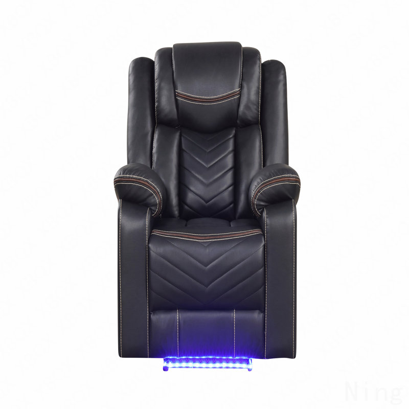 Challenger Modern LED Power Recliner - Wood & Metal Frame, Black Finish
