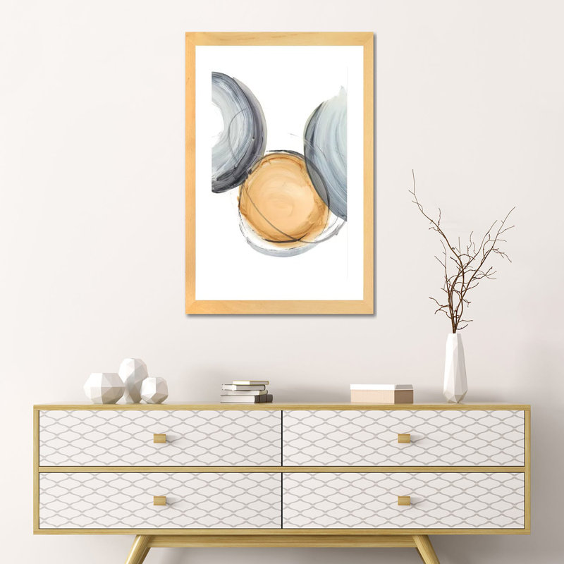 Sienna & Slate I par Ethan Harper, reproduction d’art, H 24 po x l 16 po x P 1 po, Toile avec cadre en bois beige, Blanc