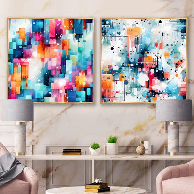 Daeonna - Ensemble de 2 collages carrés abstraits