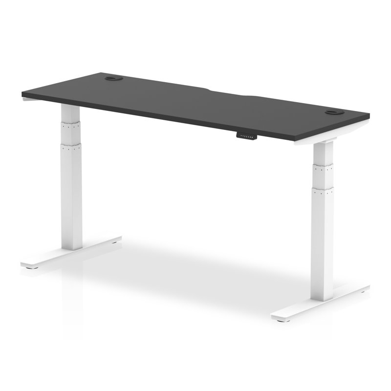 Adjustable Metal Base Standing Desk, White, 66cm H x 160cm W x 60cm D