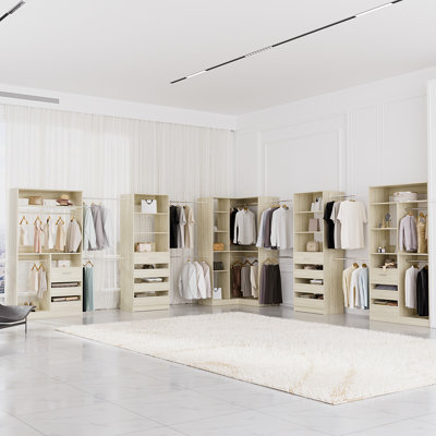 92-374 Inches Closet System With 14 Drawers And 14 Clothes Garment Racks