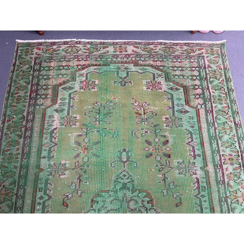 Tapis vert en laine Classic Patchwork 58,7 x 94,5 po