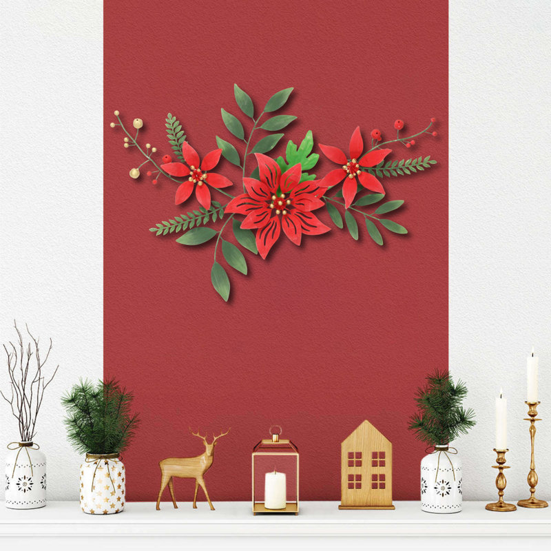 Arrangement floral en métal poinsettia Clara Holiday