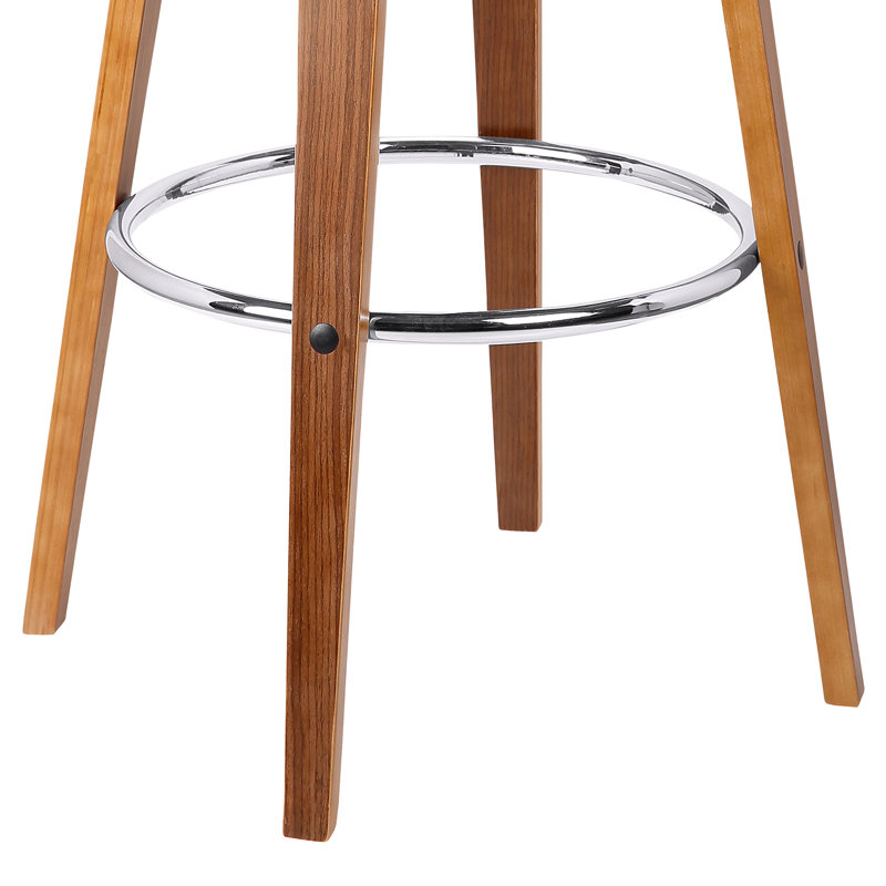 Chagoya Mid-Century Modern Swivel Counter or Bar Height Bar Stool in Faux leather and Wood Finish