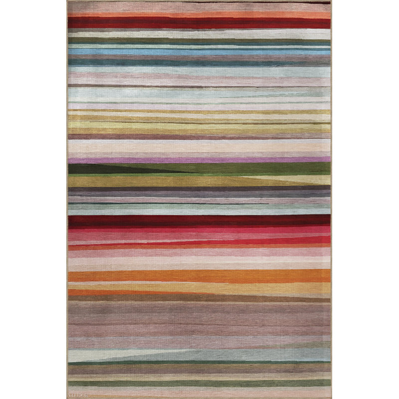 Tapis décoratif moderne multicolore, Rectangle 3 pi 11,24 po x 5 pi 10,87 po