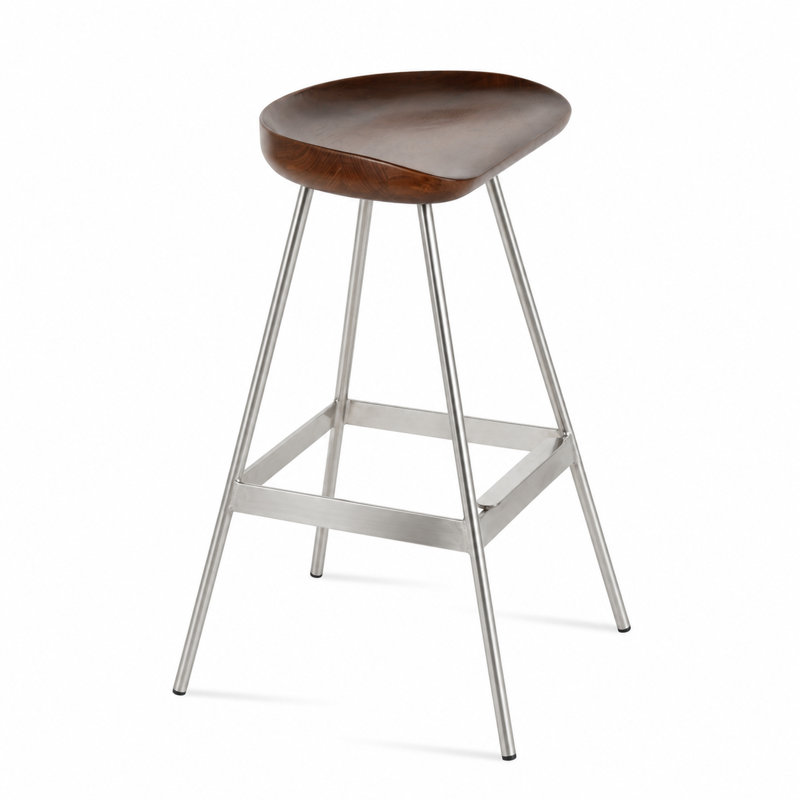 Tabouret Cattelan Balat, Noyer / Acier inoxydable, Petit tabouret (siège d'une hauteur de 22 po)