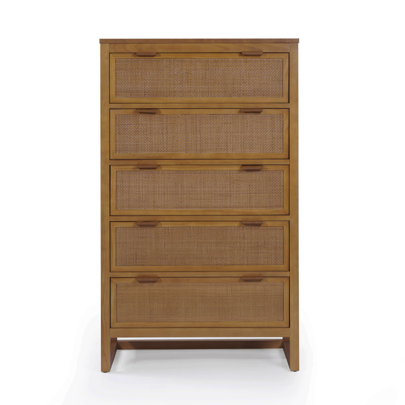 Solid Wood 77cm W 5 - Drawer Chest of Drawers, Natural