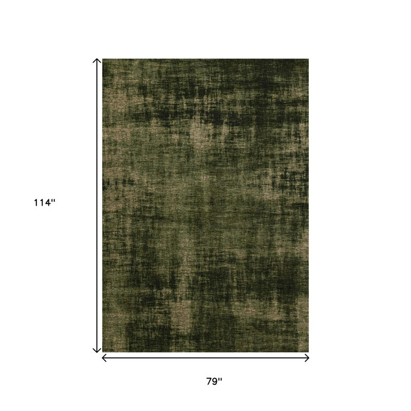 Tapis abstrait vert et taupe 7 pi x 10 pi