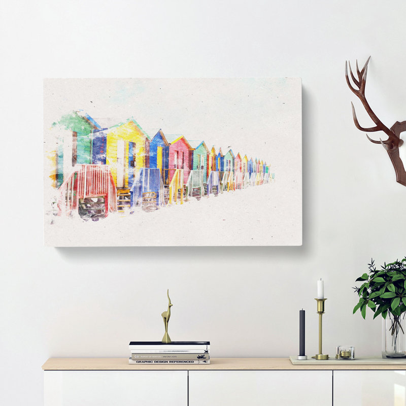 Beach Huts In Cape Town - Wrapped Canvas Print, 50cm H x 76cm W x 3cm D