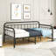 Structure de lit de jour en métal pour lit simple pour chambre à coucher, lit plateforme à lattes en acier robuste avec rangement sous le lit, sans sommier tapissier, noir