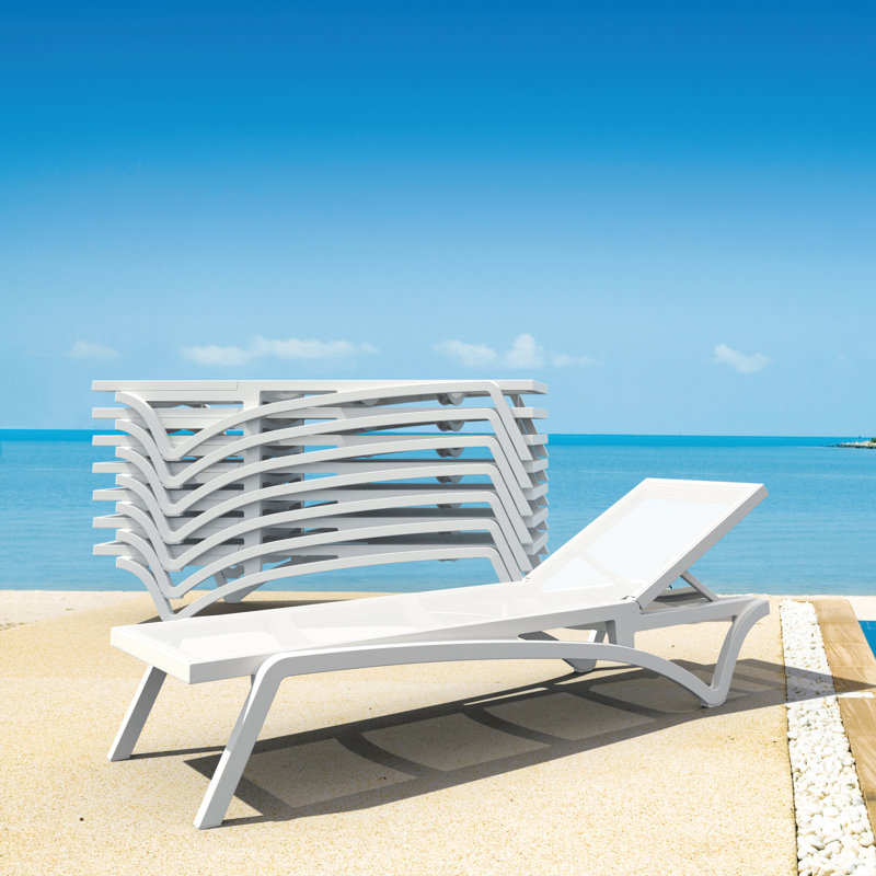 76" Long Reclining Single Chaise, White