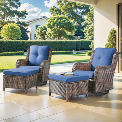 Kolb 4 Piece Swivel Chairs Seating Group With Cushions And Ottoman