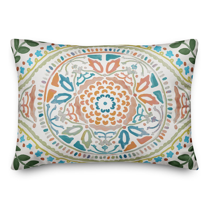 Housse et insert de coussin d'extérieur Juan, Orange, Floral 2