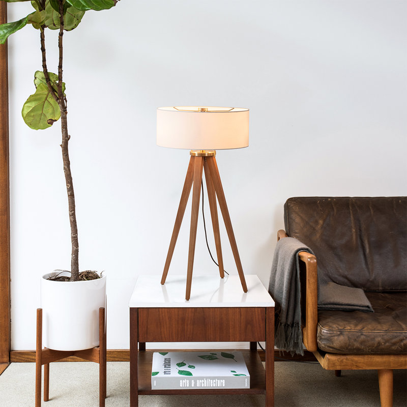 Quattro Solid Wood 31" Tripod Table Lamp, Natural Ash
