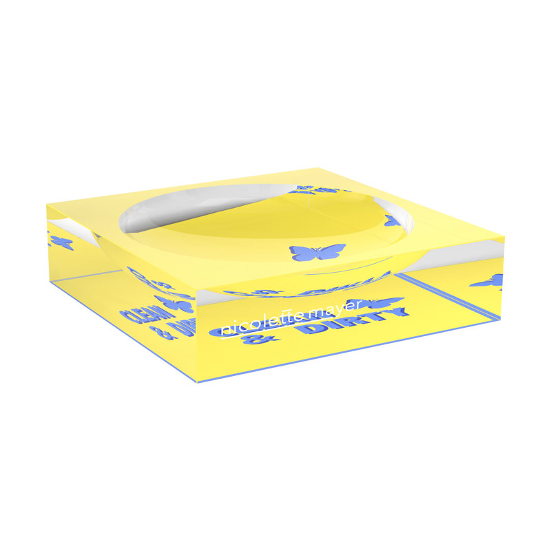 Plat propre et sale, L 6 po x P 6 po x H 2 po, Beurre bleu